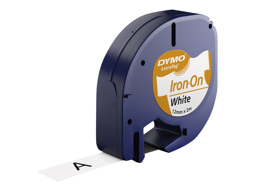 Dymo Tape LetraTag 12mm Stryk-På Svart/Hvit