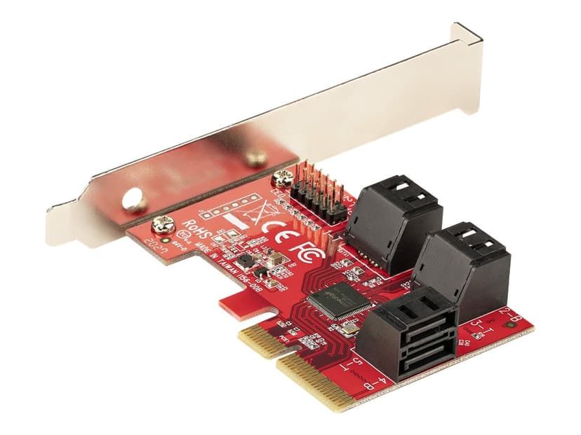 Startech StarTech.com SATA PCIe Kaart, 6 Port PCIe SATA Uitbreidingskaart, 6Gbps, Low Profile Bracket, Stacked SATA Connectors, ASM1166 Non-Raid, PCI Express naar SATA Converter