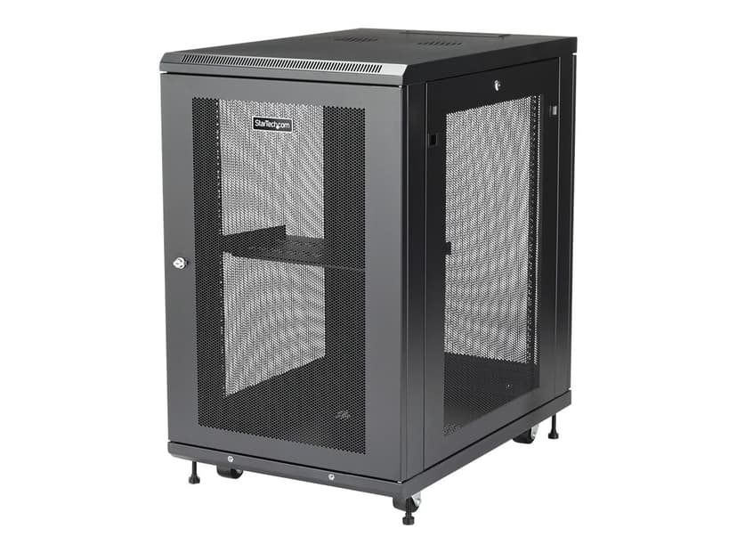 Startech StarTech.com 4 Post 18U Netwerkkast, Vergrendelbare 19" Patchkast voor Computer / AV / IT / Data Apparatuur, Server Rack voor Bureau/Thuis met Wielen & Verstelbare Montagerails