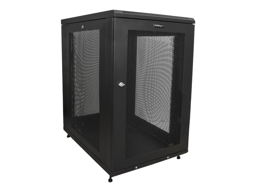 Startech StarTech.com 4 Post 18U Netwerkkast, Vergrendelbare 19" Patchkast voor Computer / AV / IT / Data Apparatuur, Server Rack voor Bureau/Thuis met Wielen & Verstelbare Montagerails
