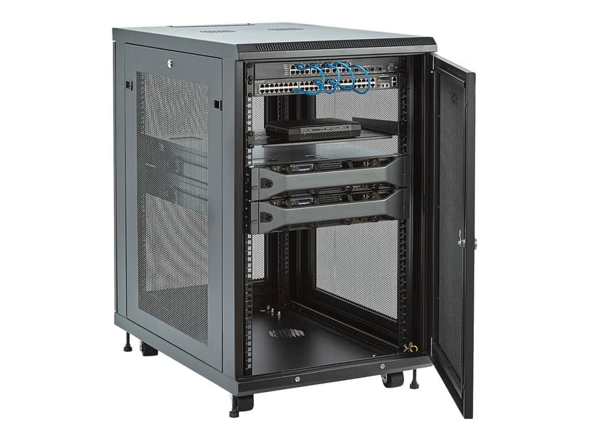 Startech StarTech.com 4 Post 18U Netwerkkast, Vergrendelbare 19" Patchkast voor Computer / AV / IT / Data Apparatuur, Server Rack voor Bureau/Thuis met Wielen & Verstelbare Montagerails