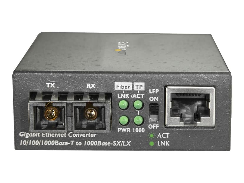 Startech StarTech.com MCMGBSCSM10 mediakonverterare för nätverk 1000 Mbit/s 1310 nm Enkelläge Svart