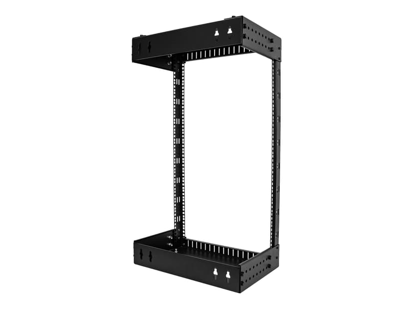 Startech StarTech.com Väggmonterat kraftigt 18U-nätverksrack med 2 stolpar, 19-tums serverrack med öppen ram och justerbart djup, väggmonterat datarack för IT/AV/patchpanel/datorutrustning - korgmuttrar och skruvar ingår