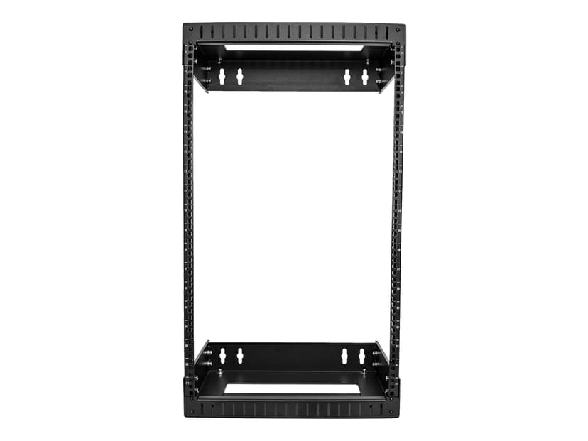 Startech StarTech.com Väggmonterat kraftigt 18U-nätverksrack med 2 stolpar, 19-tums serverrack med öppen ram och justerbart djup, väggmonterat datarack för IT/AV/patchpanel/datorutrustning - korgmuttrar och skruvar ingår