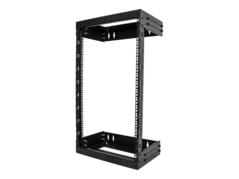 Startech StarTech.com Väggmonterat kraftigt 18U-nätverksrack med 2 stolpar, 19-tums serverrack med öppen ram och justerbart djup, väggmonterat datarack för IT/AV/patchpanel/datorutrustning - korgmuttrar och skruvar ingår
