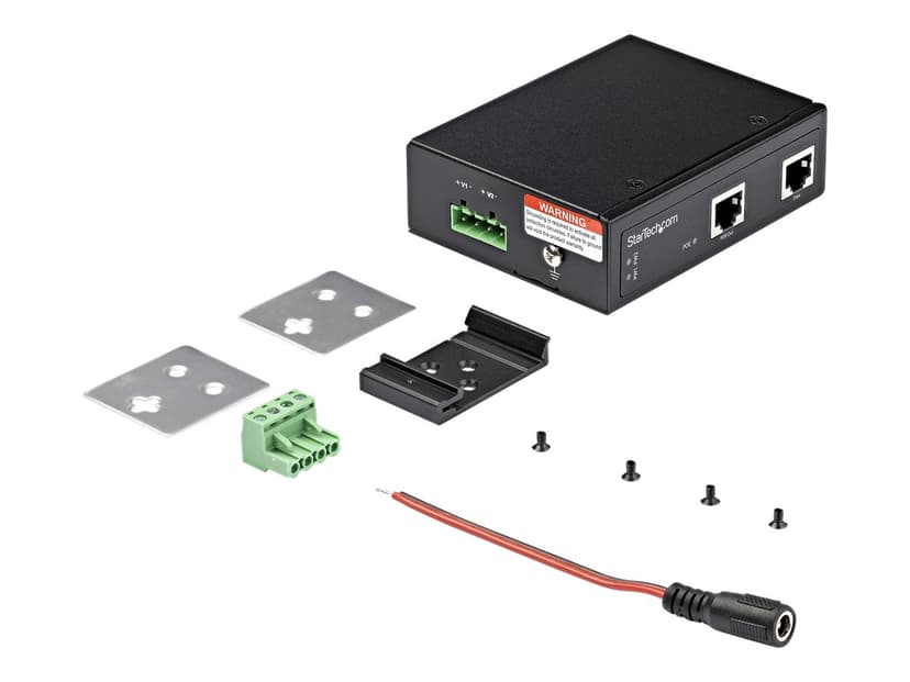 Startech StarTech.com Industriell Gigabit PoE-injektor - Hög hastighet/hög effekt 90 W - 802.3bt PoE++ 48 V-56 VDC DIN-skena UPoE/Ultra Power Over Ethernet-injektoradapter -40 &degC till 75 &degC Robust