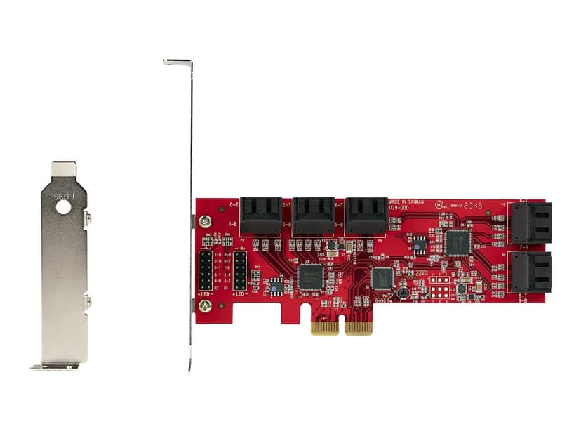 Startech StarTech.com SATA PCIe Kaart, 10 Port PCIe SATA Uitbreidingskaart, 6Gbps, Low/Full Profile, Stacked SATA Connectors, ASM1062 Non-Raid, PCI Express naar SATA Converter/Adapter