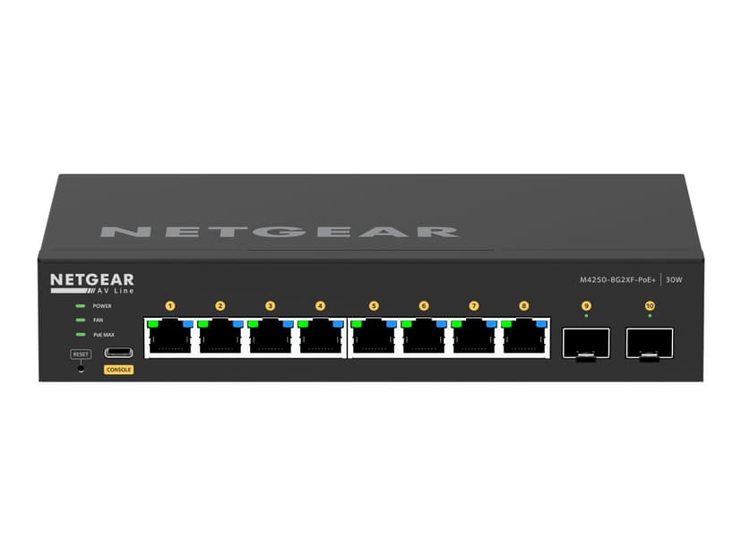 Netgear GSM4210PX-100EUS nätverksswitchar hanterad L2/L3 Gigabit Ethernet (10/100/1000) Strömförsörjning via Ethernet (PoE) stöd Svart