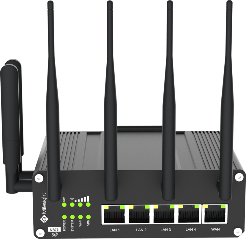 Milesight UR75 V3 Industrial 5G Router PoE + XPOL-24 4X4 5G/LTE MIMO Antenn