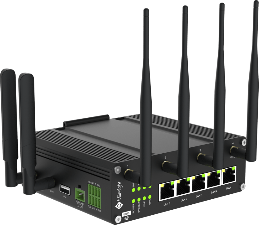 Milesight UR75 V3 Industrial 5G Router PoE + XPOL-24 4X4 5G/LTE MIMO Antenna