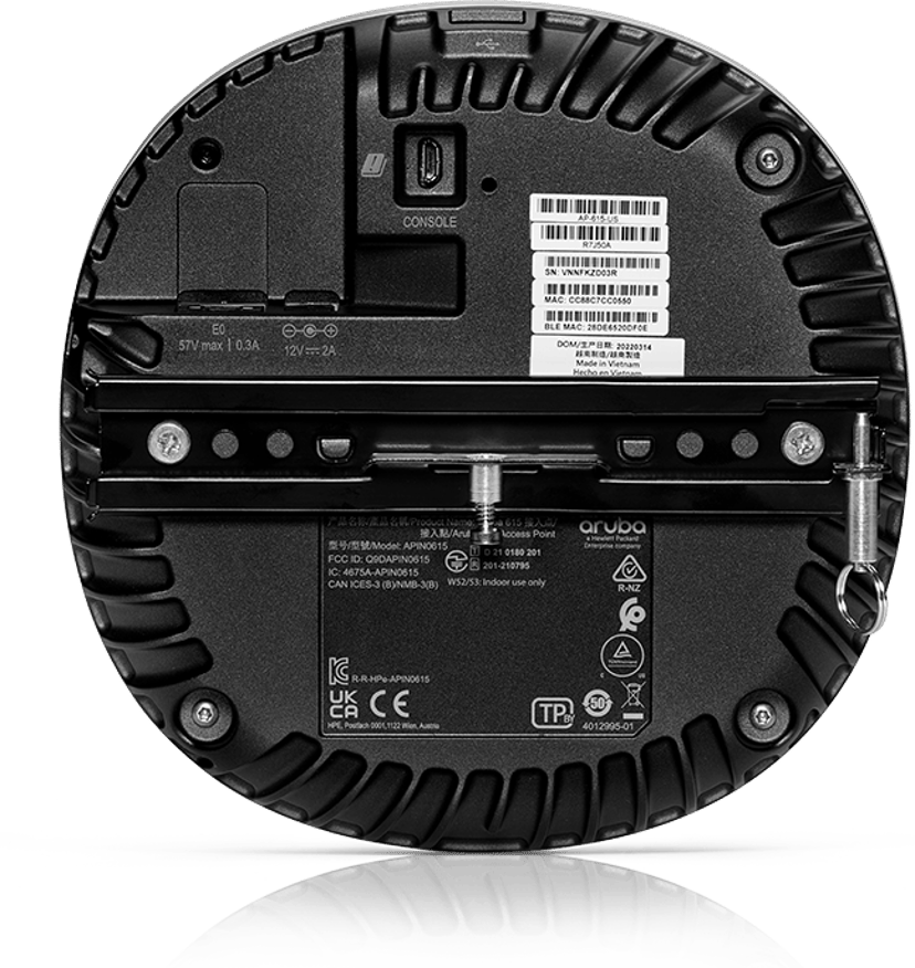 HPE Aruba Networking AP-615-RW Dual Radio Tri Band 2x2 Wi-Fi 6E Int Antennas Campus AP 2400 Mbit/s Hvid Strøm over Ethernet (PoE)