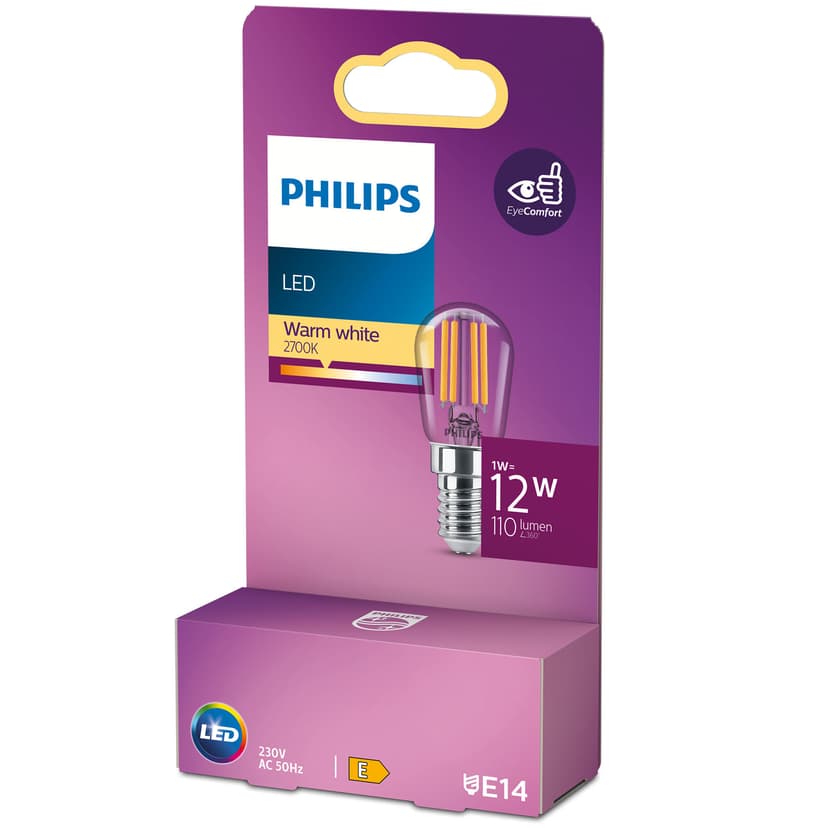 Philips LED E14 T25S Clear 1W (12W) 110 Lumen