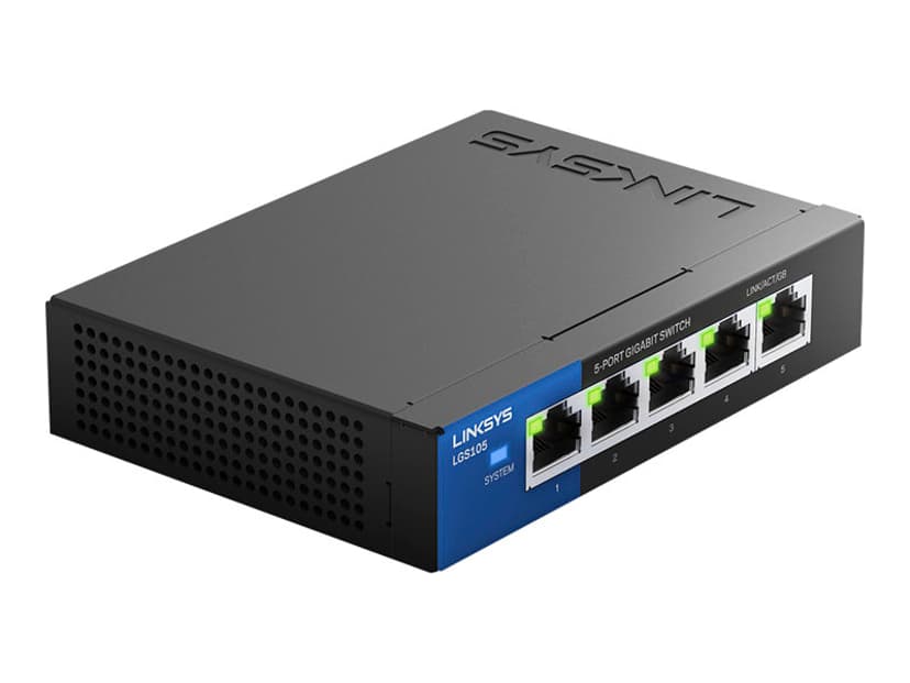 Linksys LGS105 5-Portars företagsanpassad gigabitswitch i skrivbordsformat