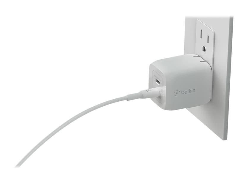 Belkin 45w PD PPD Dual USB-C Gan Charger Hvit
