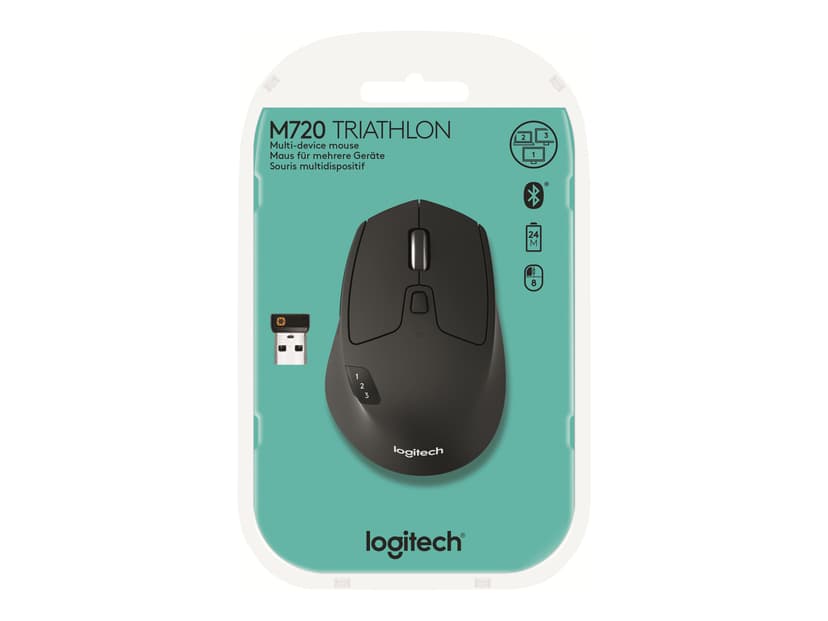 Logitech M720 Triathlon Wireless Trådlös RF + Bluetooth Mus