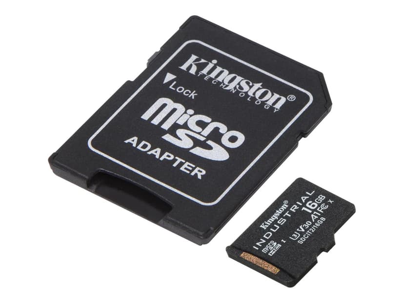 Kingston Technology 16GB microSDHC Industrial C10 A1 pSLC-kaart + SD-adapter 16GB MicroSDHC UHS-I