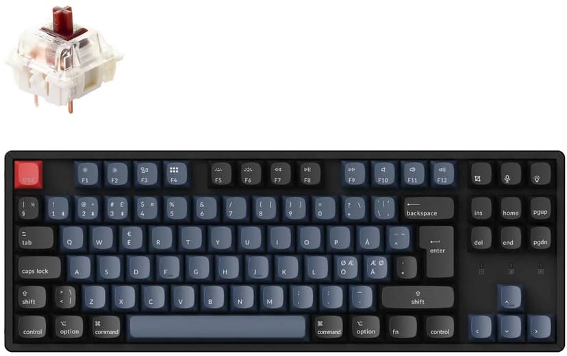 Keychron K8 Pro QMK/VIA RGB Gateron Brown Kabel & Trådlös Gateron G Pro Brown Nordisk