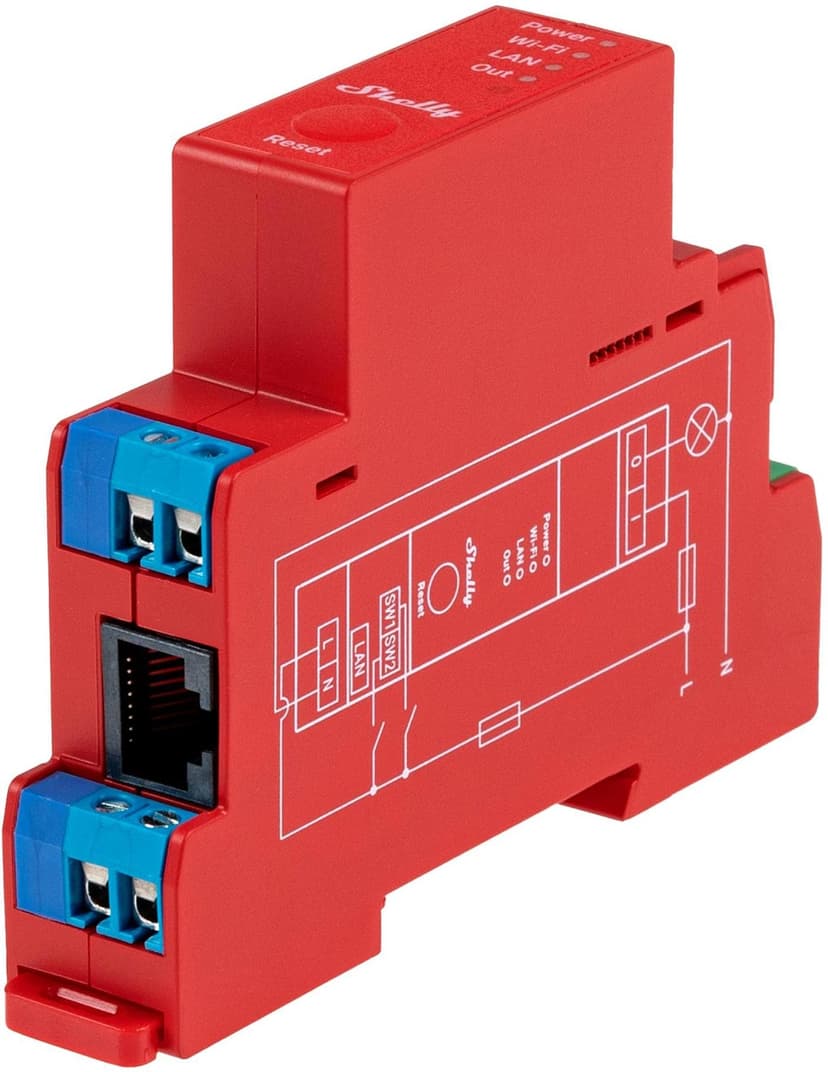 Shelly Pro 1PM DIN WiFi 1-Ch 16A Power Metering Red