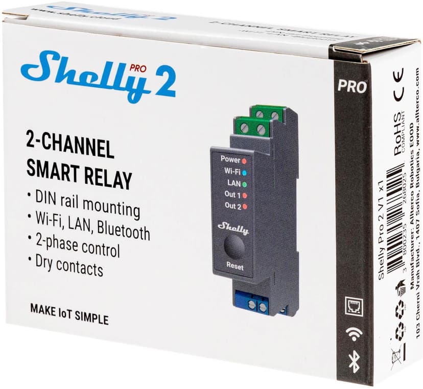Shelly Pro 2 Din WiFi 2-Ch 25A Grey