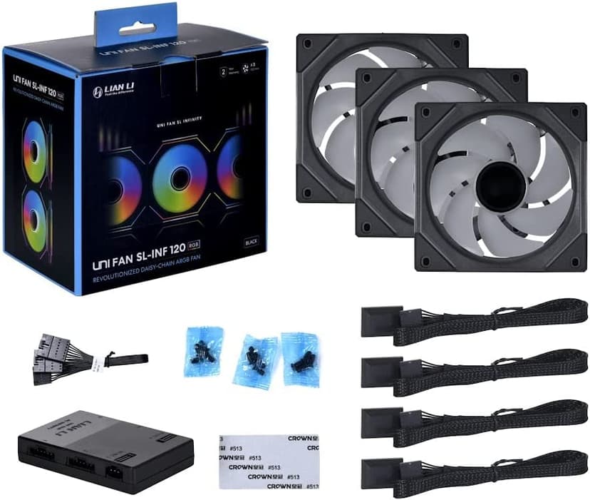 Lian-Li UNI SL INF PWM 3 P 120MM Infinity RGB Vifte Svart