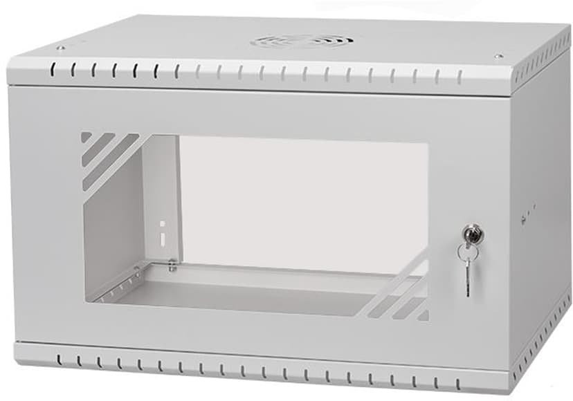 Direktronik Wall Rack 19" 6U 45cm Glass Door Grey