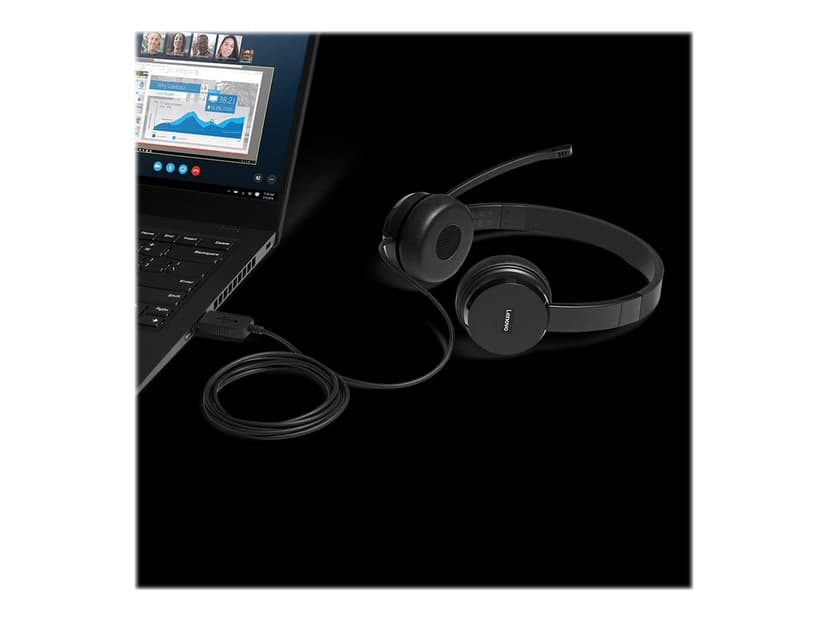 Lenovo 100 USB-stereoheadset CB, FCC, ICES, CE, RCM, VCCI, BSMI KCC, EAC Musta
