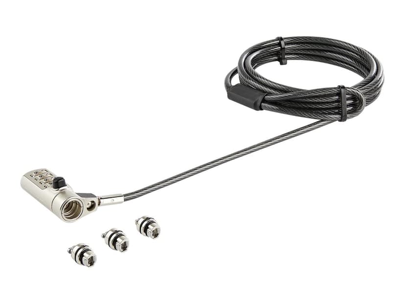 Startech StarTech.com 2m Universeel Laptop Kabelslot met 4-cijfer Combinatieslot 3-in-1 Security Lock voor apparaten met K-Slot, Nano K-Slot of Noble Wedge Slot Anti-Diefstal Stalen Kabel