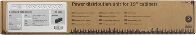 Deltaco GT-8641 jatkojohto 2 m 7 AC-pistorasia(a) Sisätila Musta