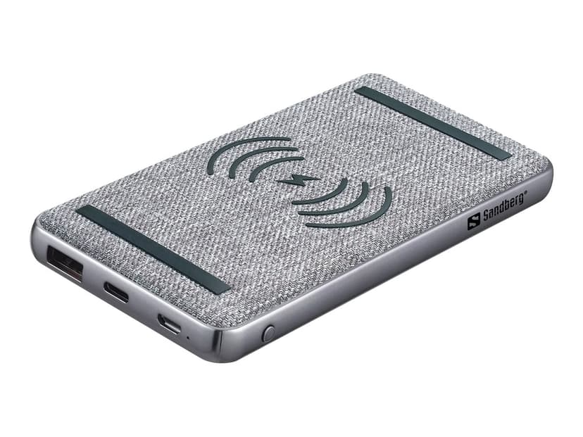Sandberg Powerbank 10000, 37mAh Harmaa, Musta