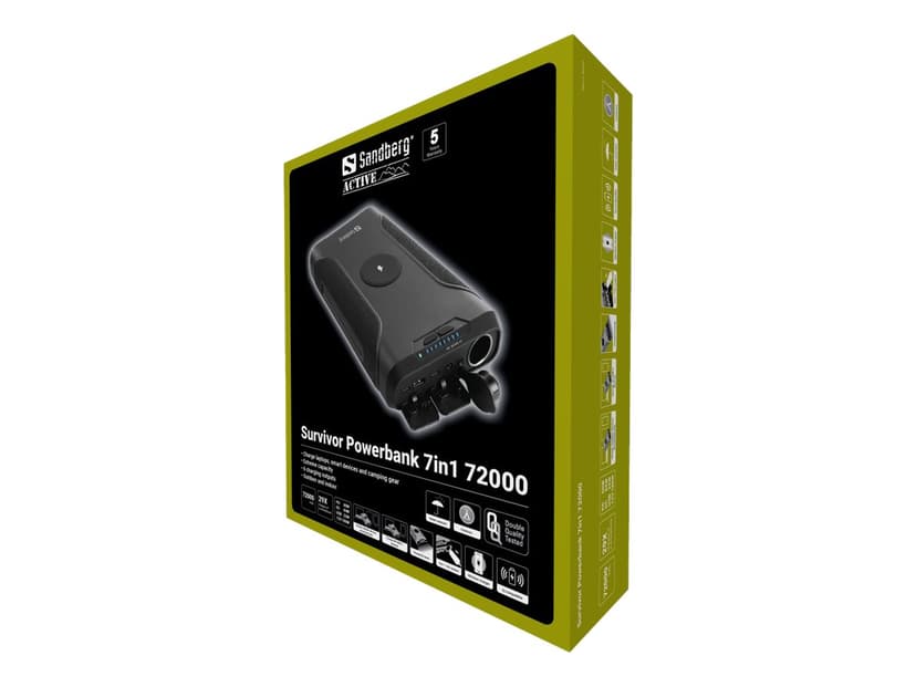 Sandberg Survivor Powerbank 7in1 72000mAh 72000, 266.4mAh Musta