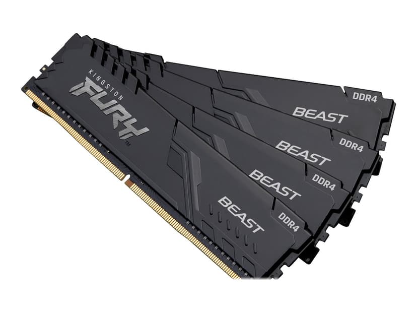 Kingston Technology FURY Beast 128GB 3200MT/s DDR4 CL16 DIMM (Sæt med 4) Black 128GB 1600, 3200MHz DDR4 288-pin DIMM