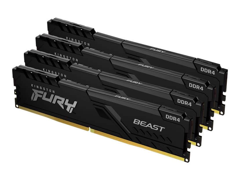 Kingston Technology FURY Beast RAM-minnen 128 GB 4 x 32 GB DDR4 1600 MHz 128GB 1600, 3200MHz DDR4 288-pin DIMM