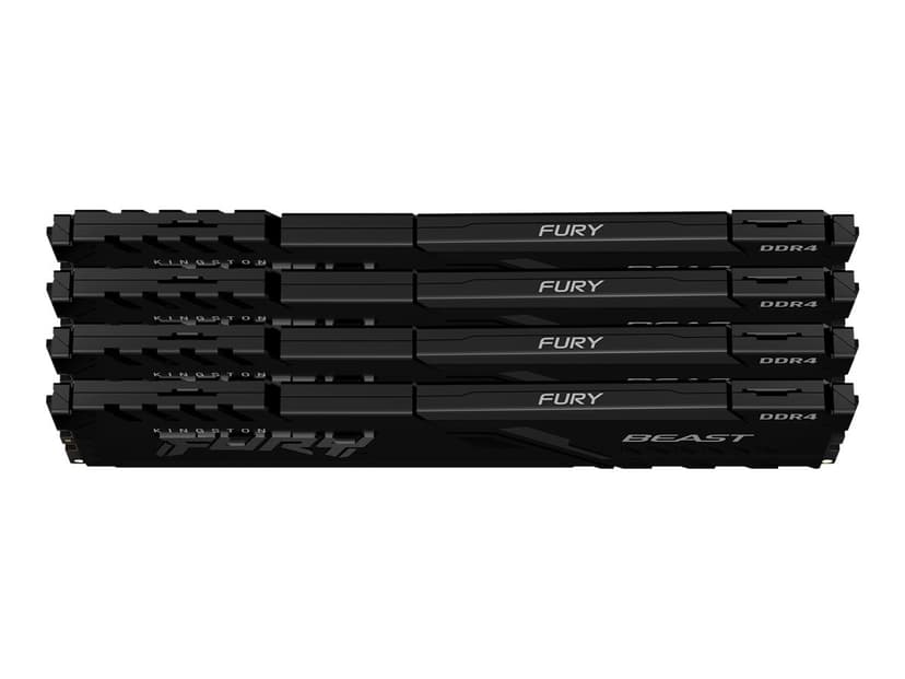 Kingston Technology FURY Beast 128GB 3200MT/s DDR4 CL16 DIMM (Sæt med 4) Black 128GB 1600, 3200MHz DDR4 288-pin DIMM