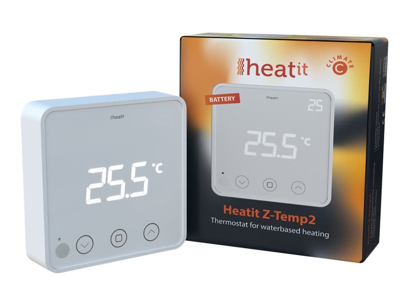 Heatit Z-Temp2 thermostat Battery Black RAL 9011