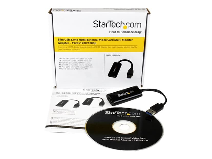 Startech StarTech.com USB 3.0 naar HDMI Adapter - 1080p (1920x1200) - Compacte USB Type-A naar HDMI Display Adapter Converter voor Extra Monitor - Externe Video & Grafische Kaart - Zwart - Enkel Windows