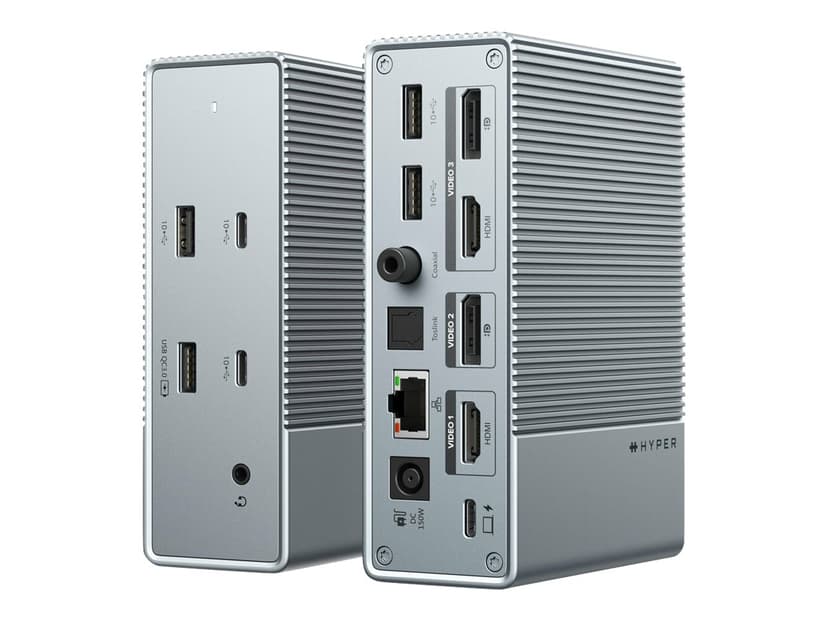 Hyper Targus HDG215-EUZ gränssnittshubbar USB 3.2 Gen 2 (3.1 Gen 2) Type-C Silver USB 3.2 Gen 2 (3.1 Gen 2) Type-C 3,5mm, DisplayPort, HDMI, RJ-45, USB 3.2 Gen 2 (3.1 Gen 2) Type-A, USB 3.2 Gen 2 (3.1 Gen 2) Type-C