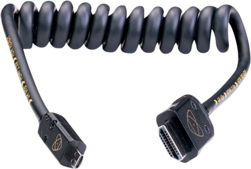 Atomos Micro HDMI to Full HDMI Coiled 30cm 0.3m HDMI Micro HDMI Musta