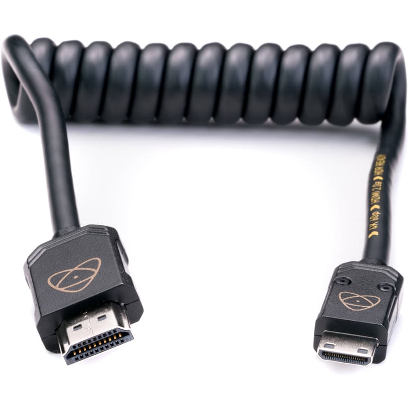 Atomos Mini HDMI to Full HDMI Coiled 30cm 0.3m HDMI Mini HDMI Musta