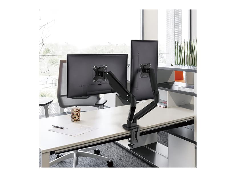 Deltaco Kiinnike Dual Desk Gas Spring 17-32" 1,5-8kg, jossa on 75x75/100x100 VESA