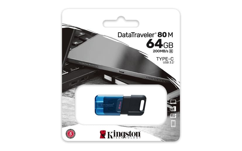 Kingston DataTraveler 80M 64GB USB Type-C Sort, Blå