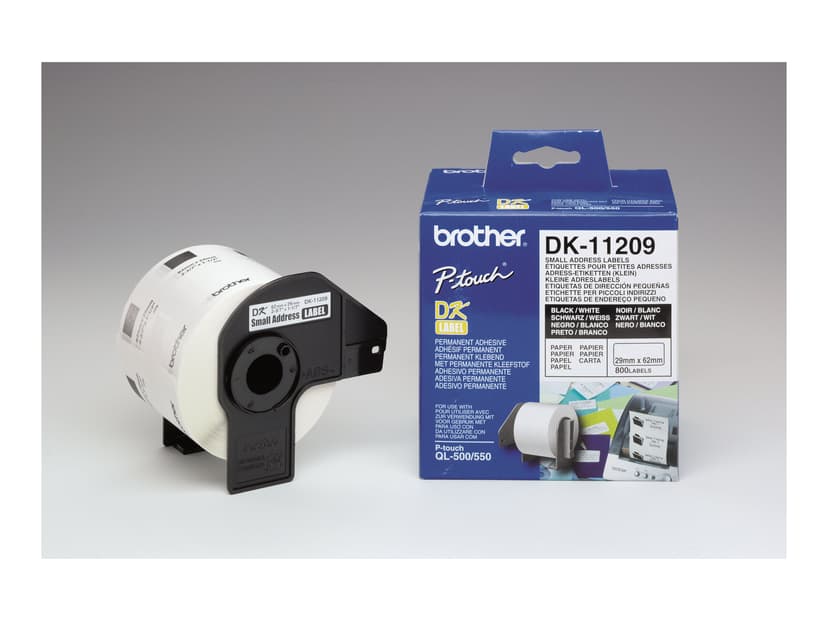 Brother Etikett Papper 29x62mm Svart/Vit
