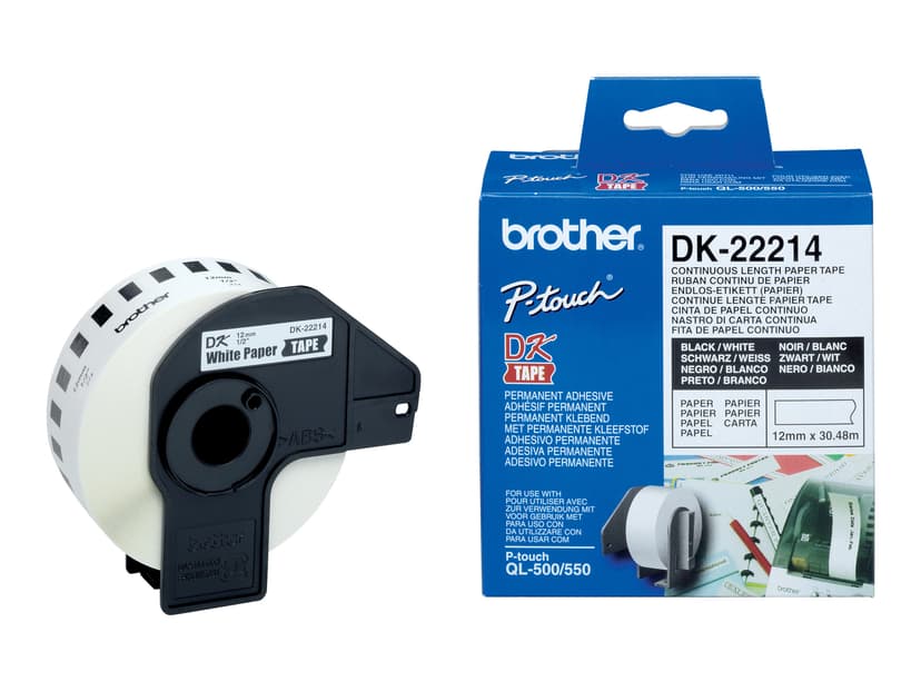 Brother Tape Papier 12mm x 30.5m Zwart/Wit