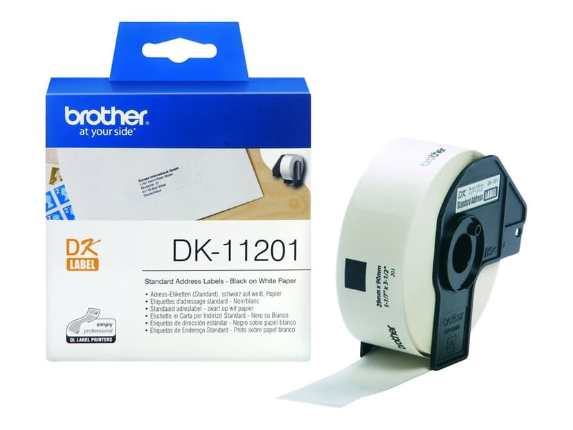 Brother Etikett Papper 29x90mm Svart/Vit