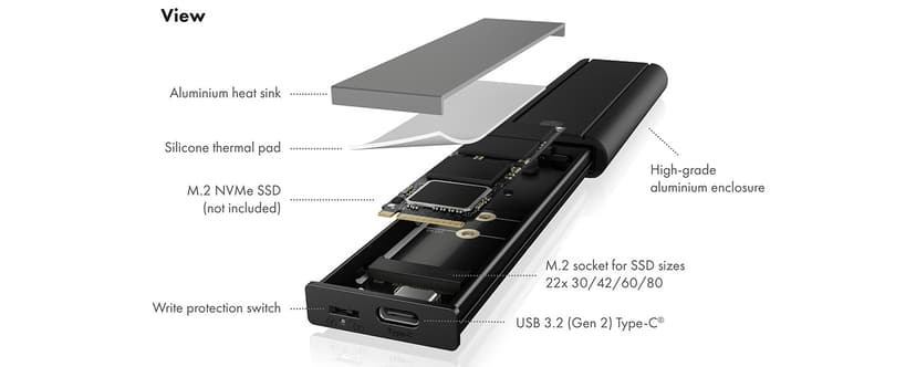 Raidsonic Icybox Usb-c Enclosure For M.2 Nvme Ssd