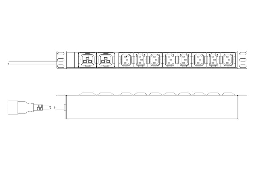 Digitus Strömuttag Med Aluminiumprofil 8xC13/2xC19 16A 2m Kabel IEC C20
