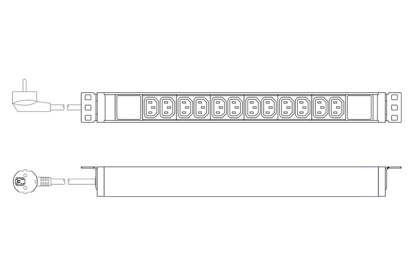 Digitus Strömuttag Med Aluminiumprofil 12xC13 16A 2m Kabel CEE 7/7