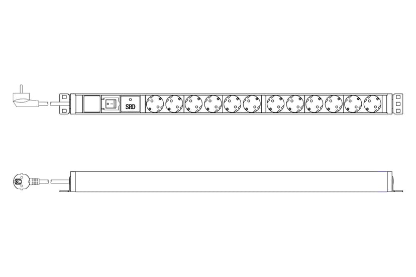 Digitus Socket Strip With Aluminium Profile Switch 12xCEE 7/3 16A 2m Cabel CEE 7/7