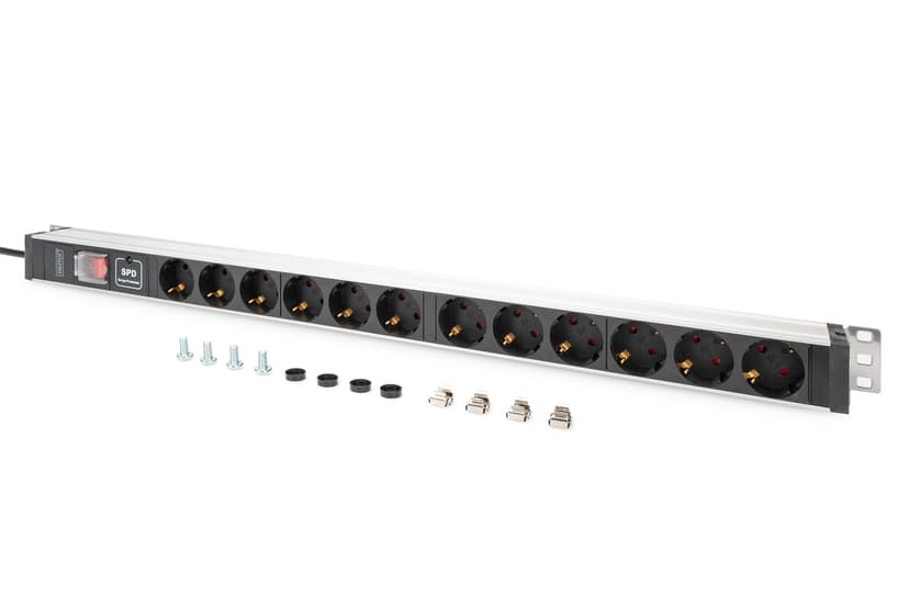 Digitus Socket Strip With Aluminium Profile Switch 12xCEE 7/3 16A 2m Cabel CEE 7/7