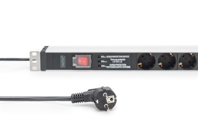 Digitus Strömuttag Med Aluminiumprofil Switch 5xCEE 7/3 16A 2m Kabel CEE 7/7