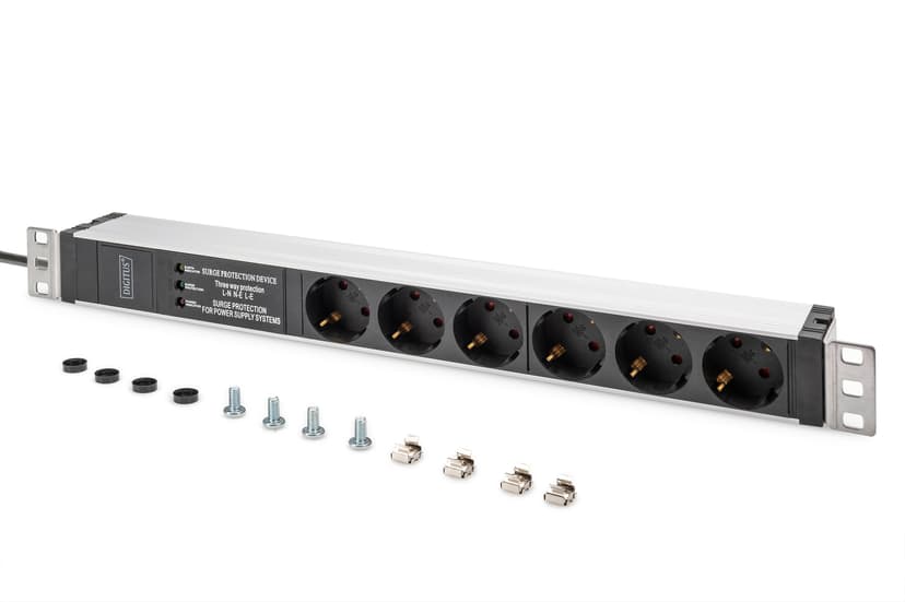 Digitus Strömuttag Med Aluminiumprofil 6xCEE 7/3 16A 2m Kabel CEE 7/7